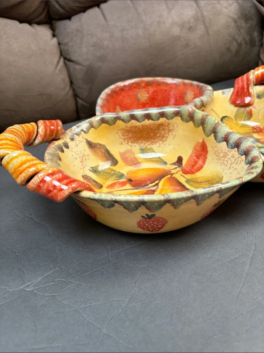 Italina Red Orange Yellow Three-Section  Serving Dish